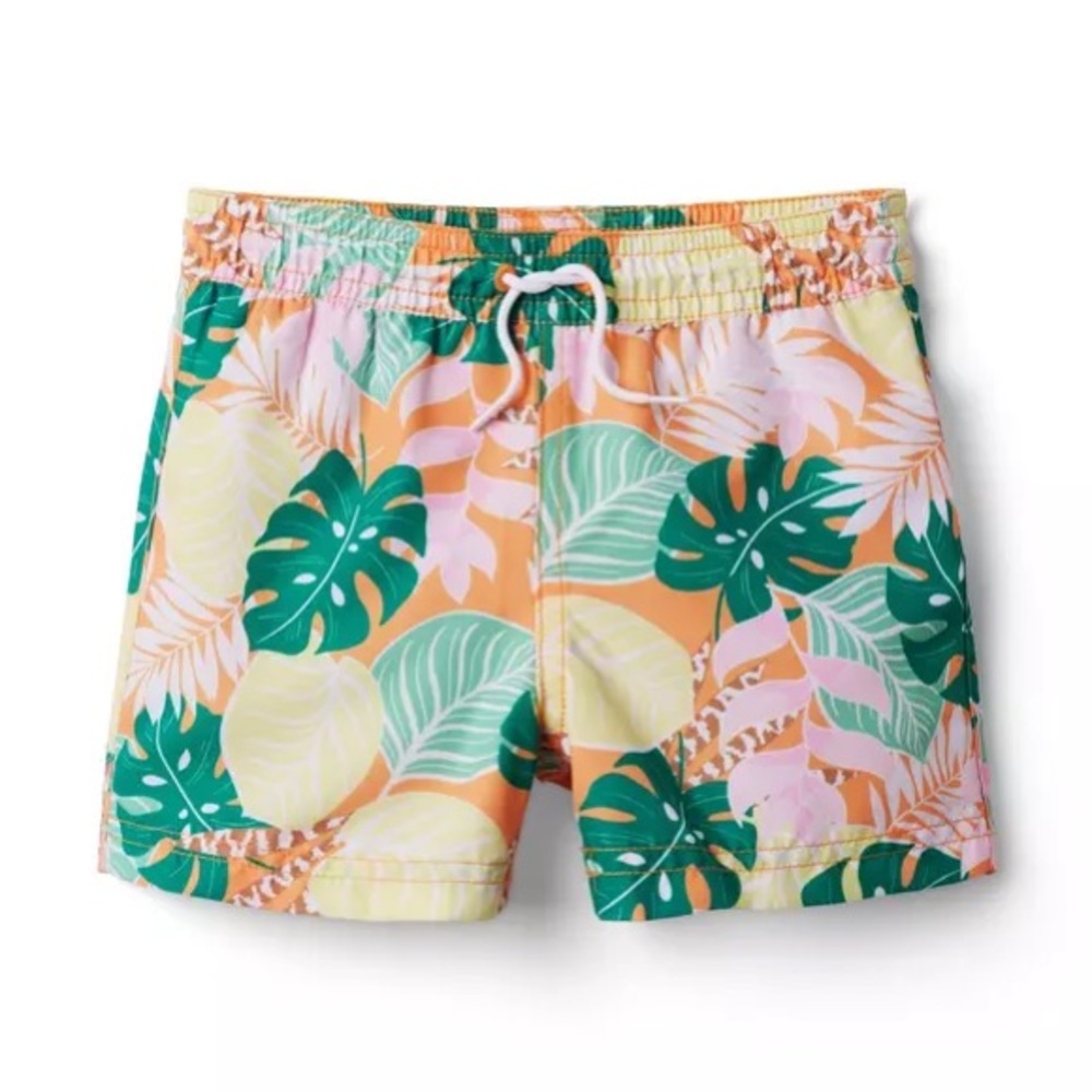 NWOT Janie and Jack Papaya Tropical Print Swim Trunk, 4